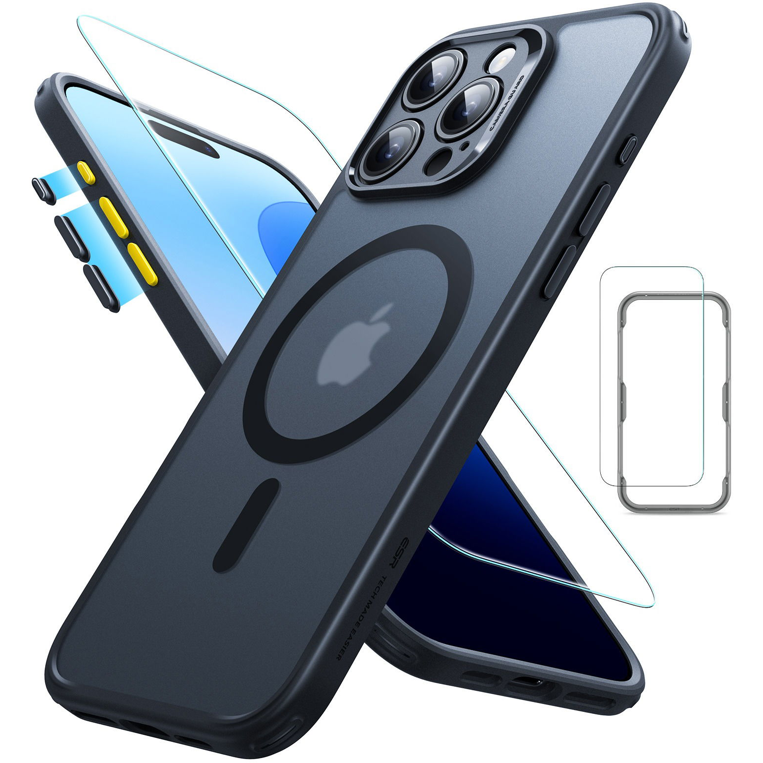 ESR Classic Pro Case (HaloLock) Set, Compatible with iPhone 16 Pro Max, Frosted Black tok (1A7790101)-0