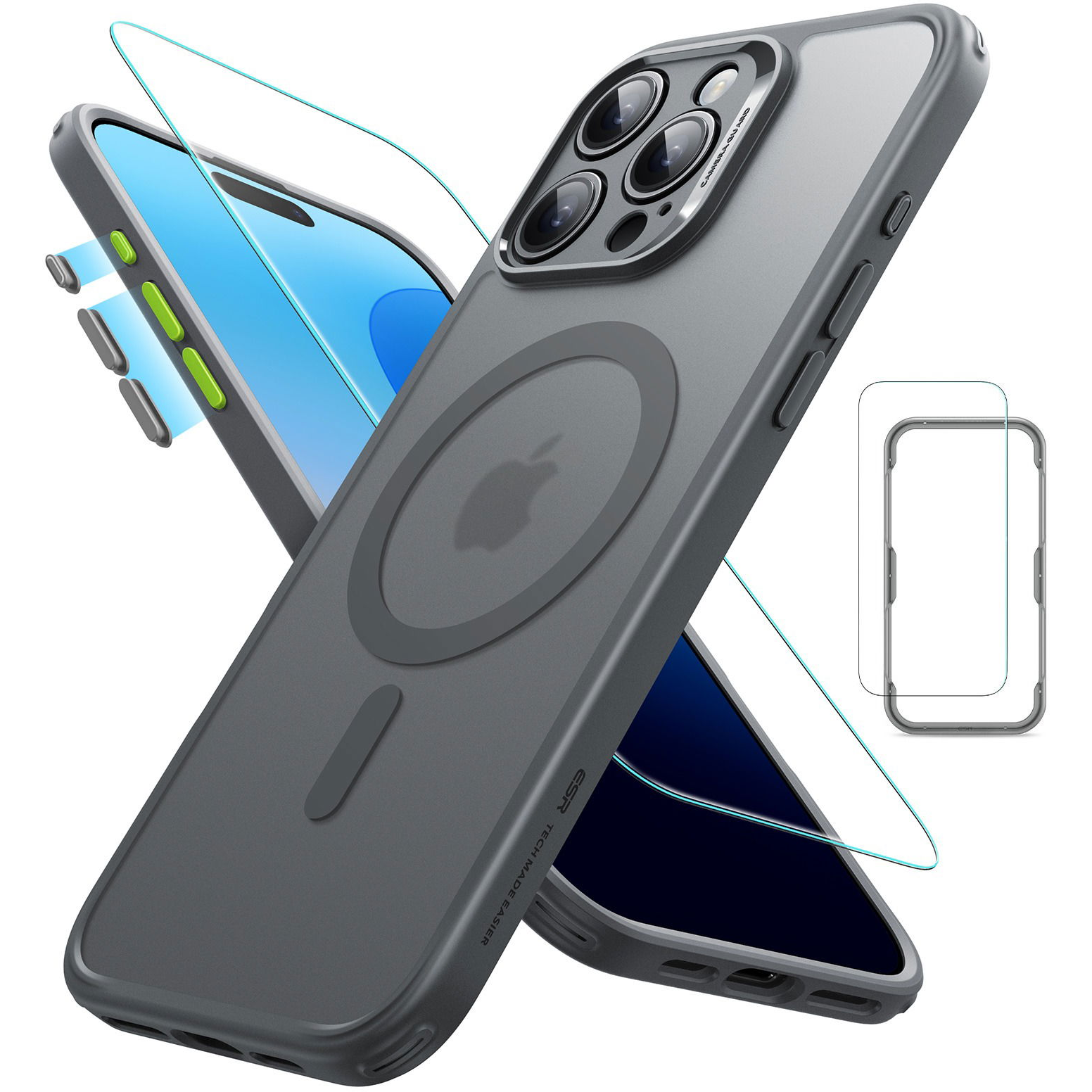ESR Classic Pro Case (HaloLock) Set iPhone 16 Pro Max Frosted Grey tok (1A7790401)-0