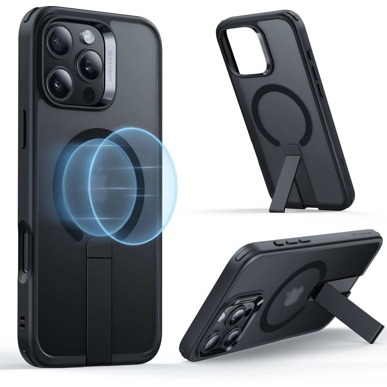 ESR Boost Flickstand Case (HaloLock) iPhone 16 Pro Frosted Black tok (1A7610301)-0